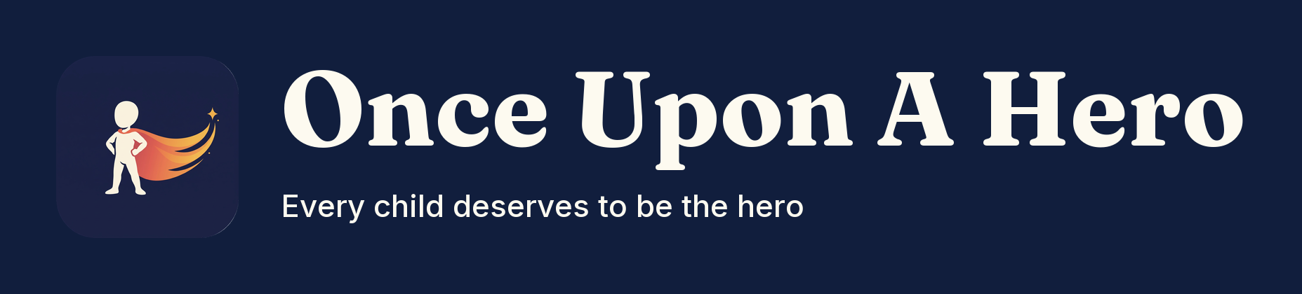 Horizontal — cream on navy — Once Upon A Hero brand asset