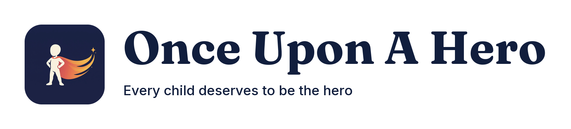 Horizontal — navy — Once Upon A Hero brand asset