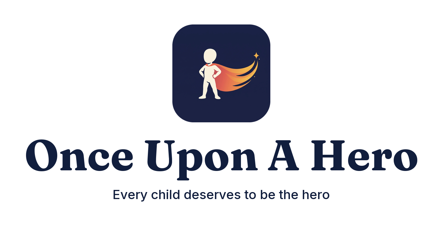 Stacked — navy — Once Upon A Hero brand asset